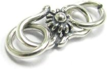 2x Bali Sterling Silver Sunflower S-Hook Clasp - 11mm Antique