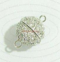 1x Sterling Silver CZ Crystal Pearl Box Screw on clasp