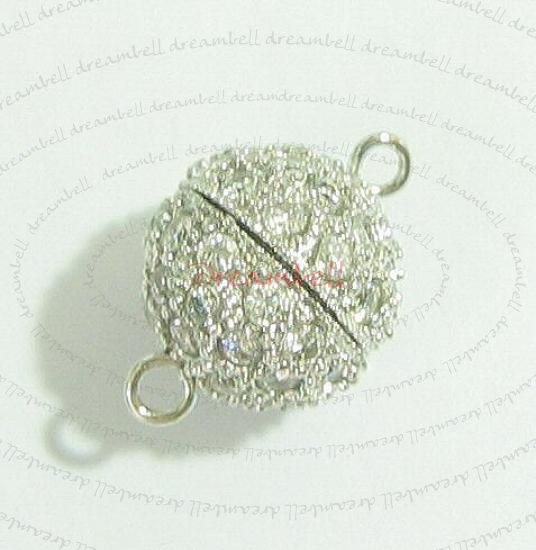 1x Sterling Silver CZ Crystal Pearl Box Screw on clasp