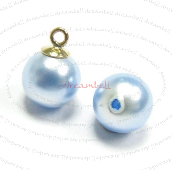 4x Swarovski crystal 5818 Light Blue Pearl ROUND half drilled 6mm