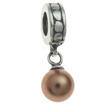 Sterling Silver Swarovski Bronze Pearl Pendant Bead for European Charm Bracelets