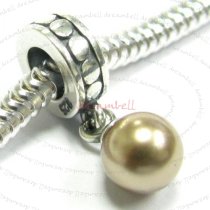 Sterling Silver Swarovski Bronze Pearl Pendant Bead for European Charm Bracelets