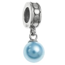 Sterling Silver Swarovski Light Blue Pearl Pendant Bead for European Charm Bracelets