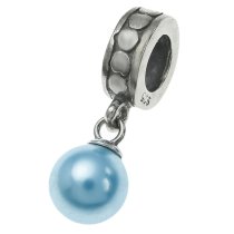 Sterling Silver Swarovski Light Blue Pearl Pendant Bead for European Charm Bracelets