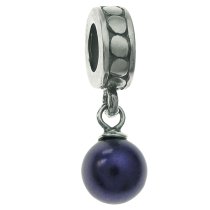 Sterling Silver Swarovski Dark Purple Pearl Pendant Bead for European Charm Bracelets