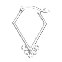 2x Sterling silver Kite Hoop earring with 5 loop ring 27mm