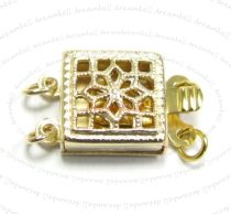 1X 14k Gold Filled CLASSIC FILIGREE 2-strand SQUARE PEARL BOX CLASP 8.5mm