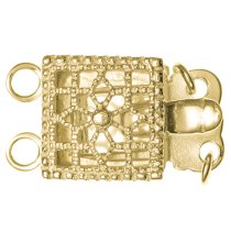 1X 14k Gold Filled CLASSIC FILIGREE 2-strand SQUARE PEARL BOX CLASP 8.5mm