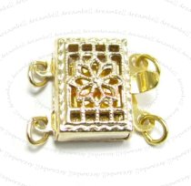 1x 14k Gold Filled CLASSIC Rectangular FILIGREE 2-strand PEARL BOX CLASP 11.5MM