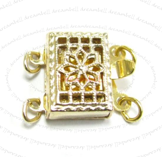 1x 14k Gold Filled CLASSIC Rectangular FILIGREE 2-strand PEARL BOX CLASP 11.5MM