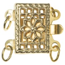 1x 14k Gold Filled CLASSIC Rectangular FILIGREE 2-strand PEARL BOX CLASP 11.5MM
