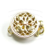 1x 14k Gold Filled CLASSIC Round FILIGREE PEARL BOX CLASP 9MM