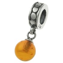 Sterling Silver BALTIC Amber dangle Pendant Bead for European Charm Bracelets