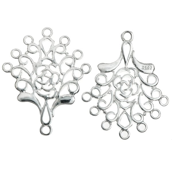 2x STERLING SILVER FLOWER FILIGREE Chandelier earrings Necklace CONNECTOR