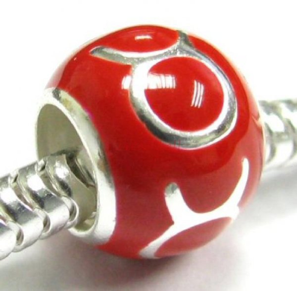 Sterling Silver Zodiac HOROSCOPE TAURUS Enamel Bead for European Charm Bracelets