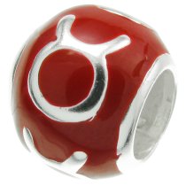 Sterling Silver Zodiac HOROSCOPE TAURUS Enamel Bead for European Charm Bracelets
