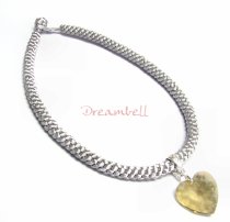 Chinese HAND KNOTTED SILK PENDANT CORD NECKLACE Lt Grey