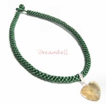 Chinese HAND KNOTTED SILK PENDANT CORD NECKLACE Green