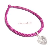 Chinese HAND KNOTTED SILK PENDANT CORD NECKLACE Deep Pink