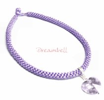 Chinese HAND KNOTTED SILK PENDANT CORD NECKLACE Lt Purple