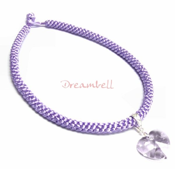 Chinese HAND KNOTTED SILK PENDANT CORD NECKLACE Lt Purple