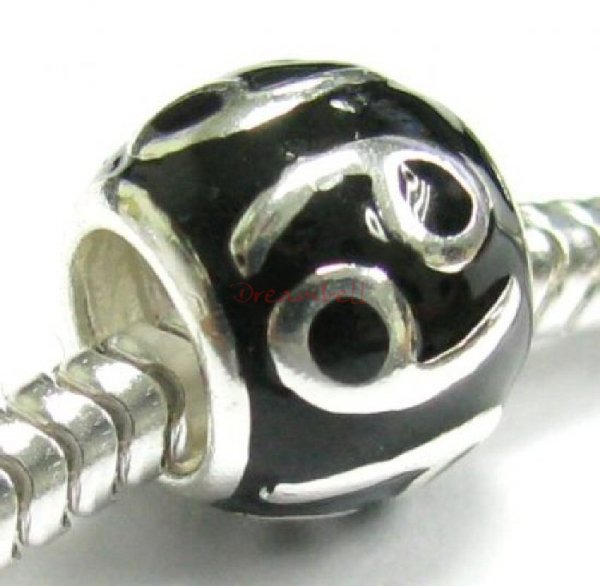Sterling Silver Zodiac HOROSCOPE CANCER Enamel Bead for European Charm Bracelets