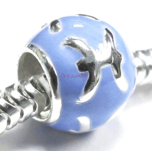 Sterling Silver Zodiac HOROSCOPE PISCES Enamel Bead for European Charm Bracelets