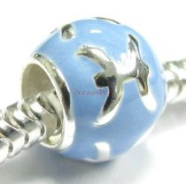Sterling Silver Zodiac HOROSCOPE PISCES Enamel Bead for European Charm Bracelets