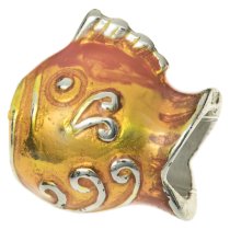 Bright Sterling Silver Fish Enamel Bead for European Charm Bracelets