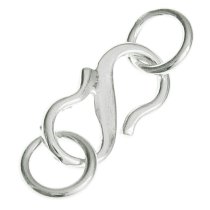 1x Bali Sterling Silver S Hook Clasp 10mm Jump ring 5mm