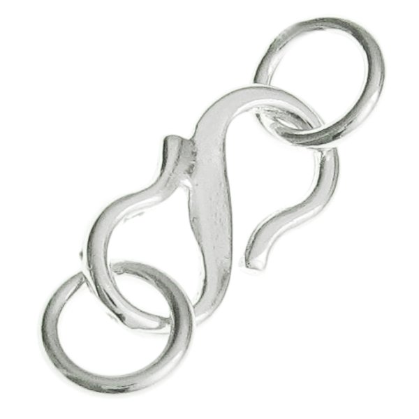 1x Bali Sterling Silver S Hook Clasp 10mm Jump ring 5mm
