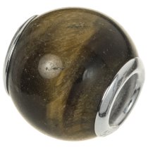 Sterling Silver Tiger Eye Bead for European Charm Bracelets 12.5mm
