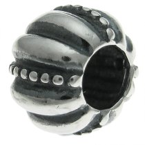 Sterling Silver Round Pumpkin Bead for European Charm Bracelets 9mm