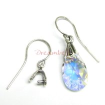 2 x Bali Sterling Silver Shield Ear Wire Earring Hook with Bail