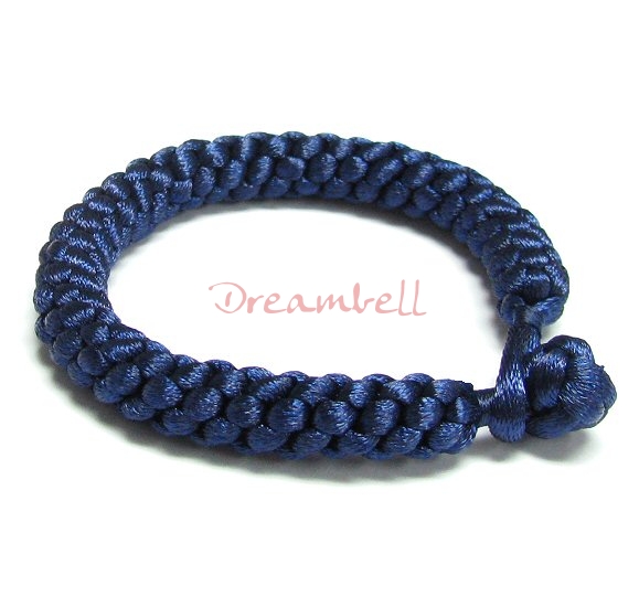 Chinese HAND KNOTTED SILK CORD BRACELET BLUE 7.5"