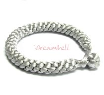 Chinese HAND KNOTTED SILK CORD BRACELET Lt GREY 7.5″
