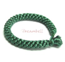 Chinese HAND KNOTTED SILK CORD BRACELET GREEN 7.5″