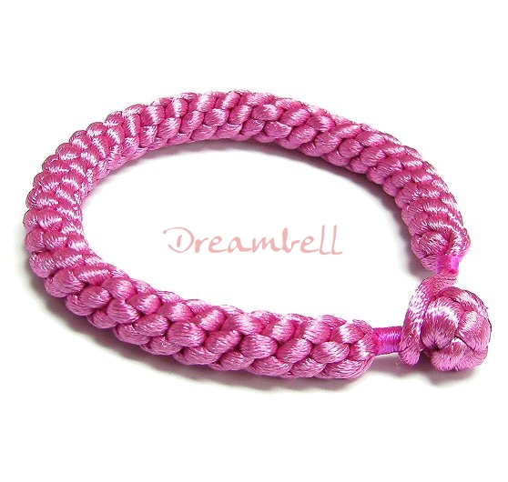 Chinese HAND KNOTTED SILK CORD BRACELET DEEP PINK 7.5"