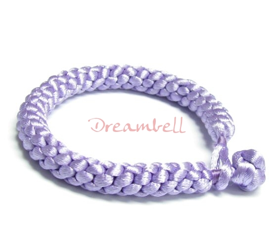 Chinese HAND KNOTTED SILK CORD BRACELET Lt PURPLE 7.5"