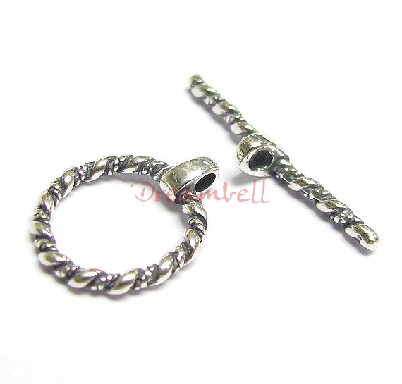 1x Sterling Silver Twist Rope Toggle 12.6mm
