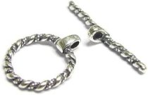 1X Sterling Silver Twist Rope Toggle Clasp Set | 12.6mm Ring & 21.8mm Bar for Bracelets & Necklaces