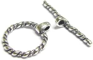 1X Sterling Silver Twist Rope Toggle Clasp Set | 12.6mm Ring & 21.8mm Bar for Bracelets & Necklaces