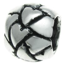 Sterling Silver Round Heart Lots of Love for European Charm Bracelets