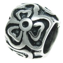 Sterling Silver Round Flower Beads for European Charm Bracelets 9mm
