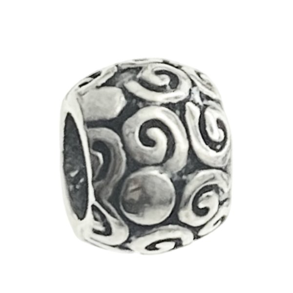 Sterling Silver Round Flower blossom Bead for European Charm Bracelets 9mm