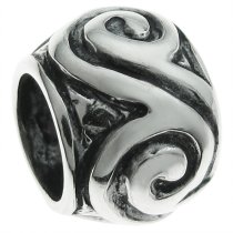 Sterling Silver Round Swirl Beads for European Charm Bracelets 9mm