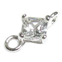 2x Sterling silver CZ Crystal LINK CONNECTOR BEAD 11mm