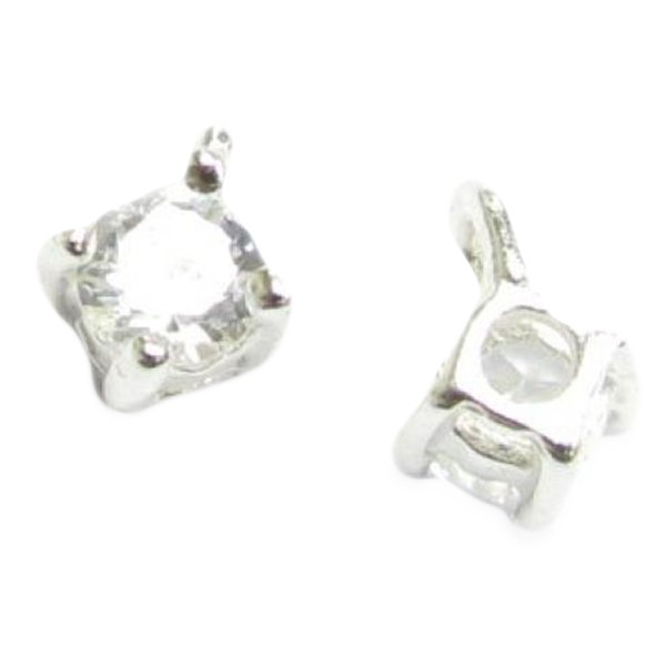 2 STERLING SILVER Round CZ DANGLE CHARM PENDANT 5.5mm