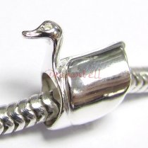 Sterling Silver SWAN DUCK Bead for European Charm Bracelets