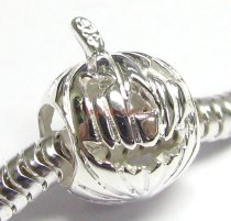 Sterling Silver HALLOWEEN PUMPKIN Bead for European Charm Bracelets